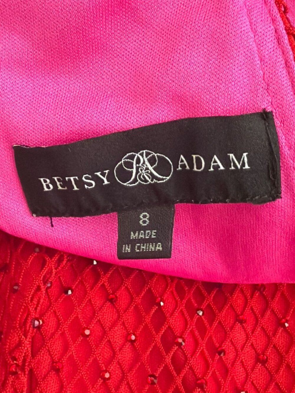 Betsy & Adam Women's Stone Mesh Halter Neck Red Dress Size 8 - Picture 11 of 12